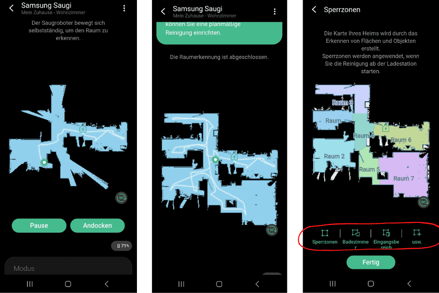 Die Kartenerstellung des Samsung Jet Bot AI+ ist in der SmartThings App zu sehen.